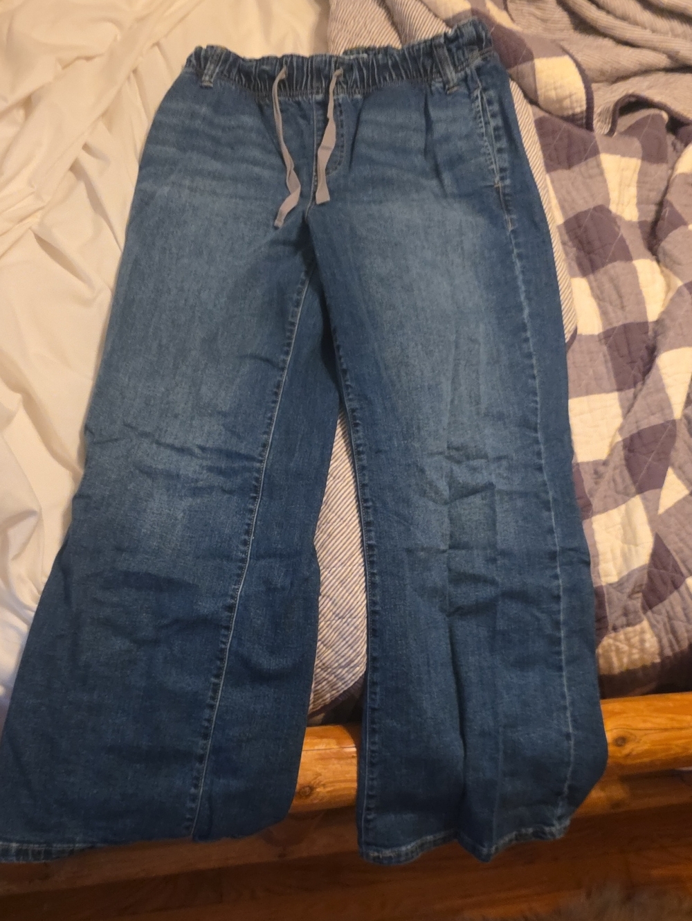 Maurices Wide Leg Drawstring Denim Pants - Blue